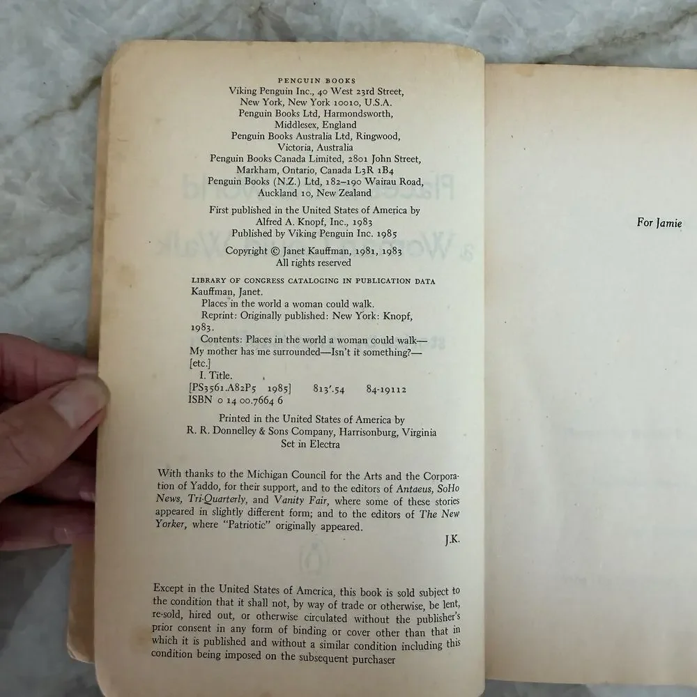 Places in the World a Woman Could Paperback by Kauffman Janet 1985 Acceptable